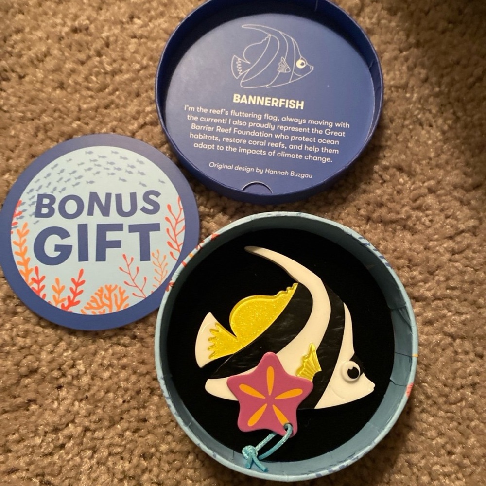 Bannerfish Enamel Pin - White, Yellow, Pink